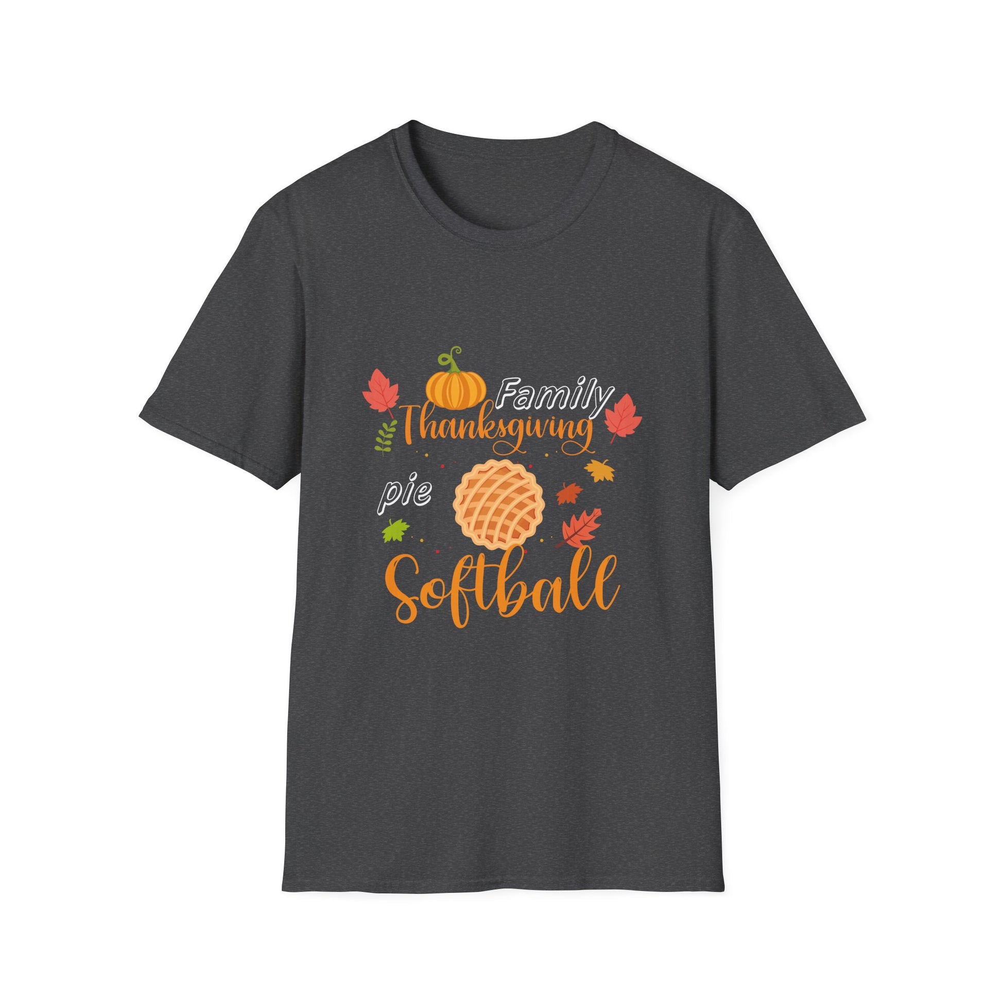 Thanksgiving Softball T-Shirt — Family Turkey & Pumpkin Fall Baseball Tee  Unisex T-Shirt