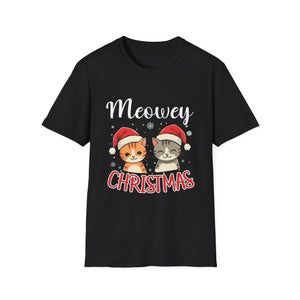 Meowey Christmas T-Shirt — Cute Cat Santa Holiday Tee