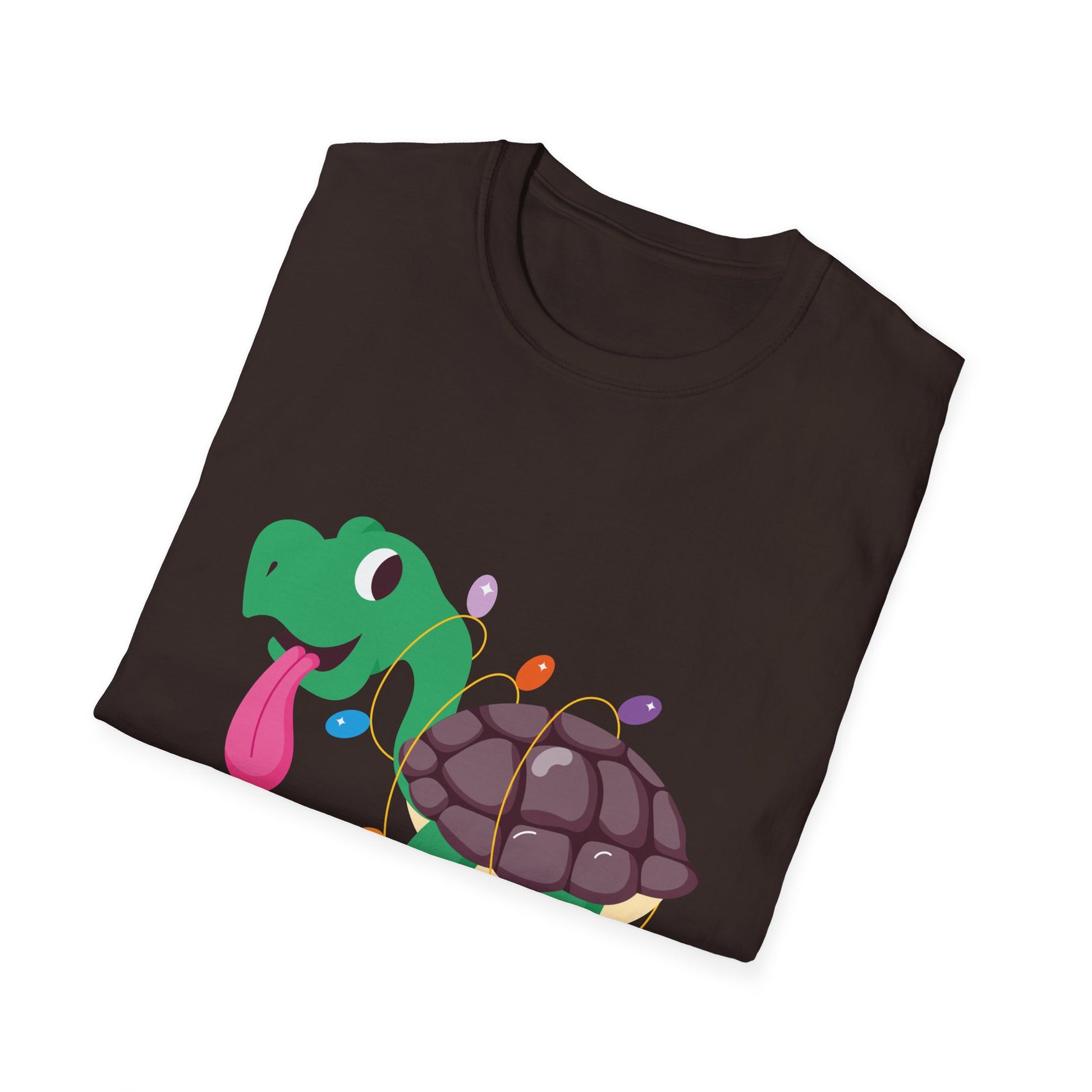 Holiday Lights Turtle T-Shirt — Cute Cartoon Turtle with Christmas String Lights