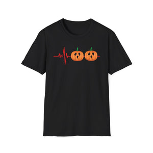 Halloween Pumpkin Heartbeat T-Shirt — Cute Jack-O’-Lantern ECG Tee