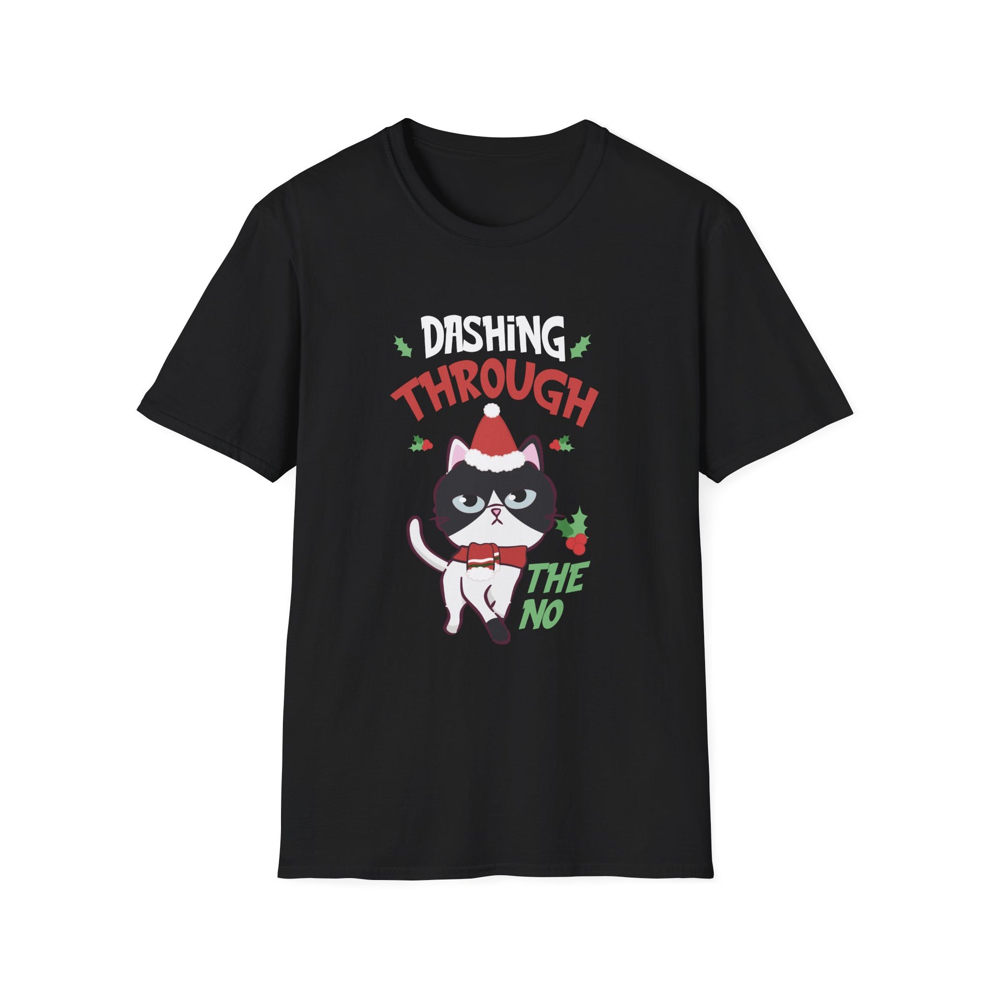 Christmas Cat Dashing Through The No Coffee Grumpy Christmas Unisex T-Shirt