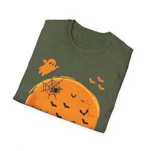 Halloween Corgi Moon T-Shirt — Spooky Pumpkin Night Tee with Bats & Ghost