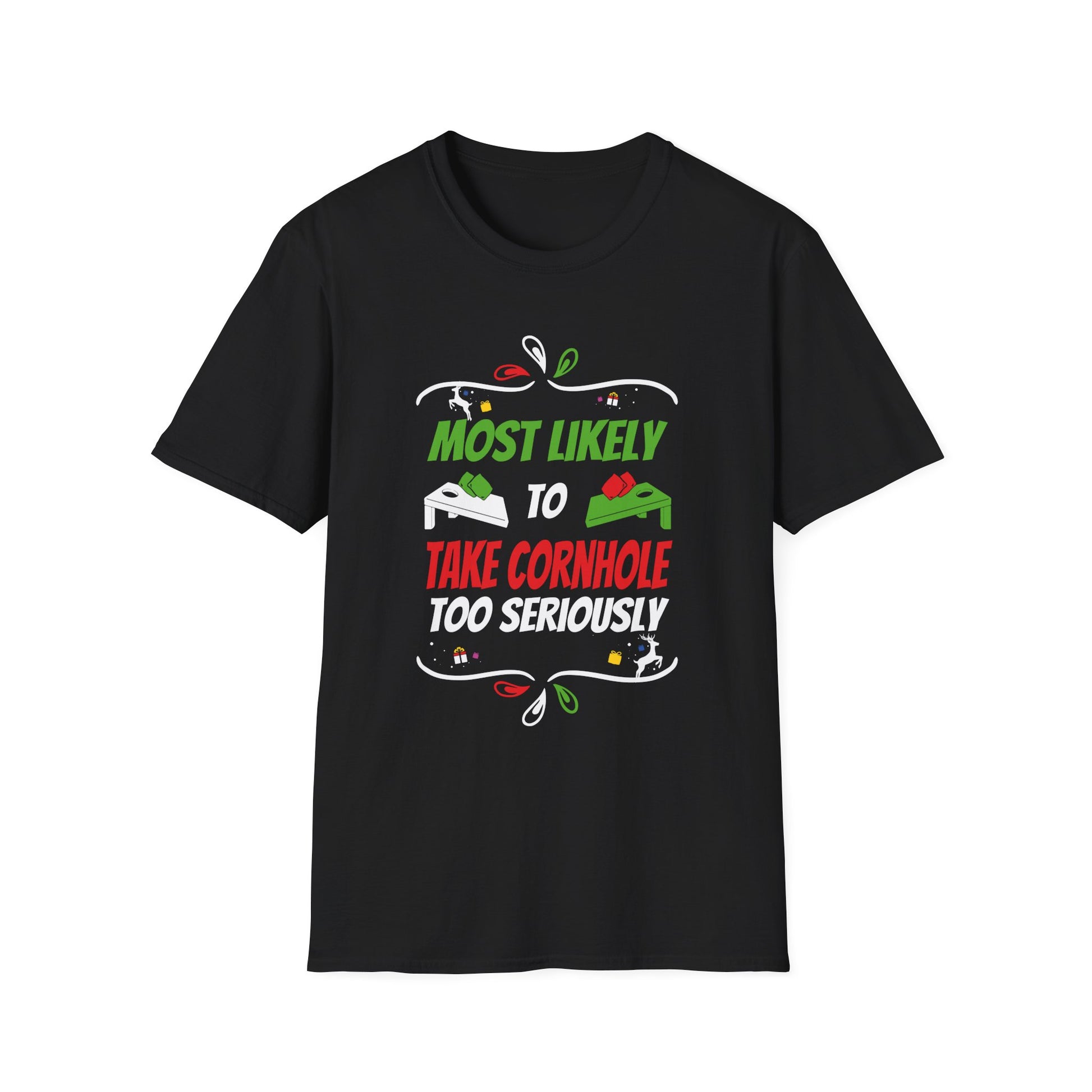 Most Likely To Take Cornhole Too Seriously Family Christmas T-Shirt