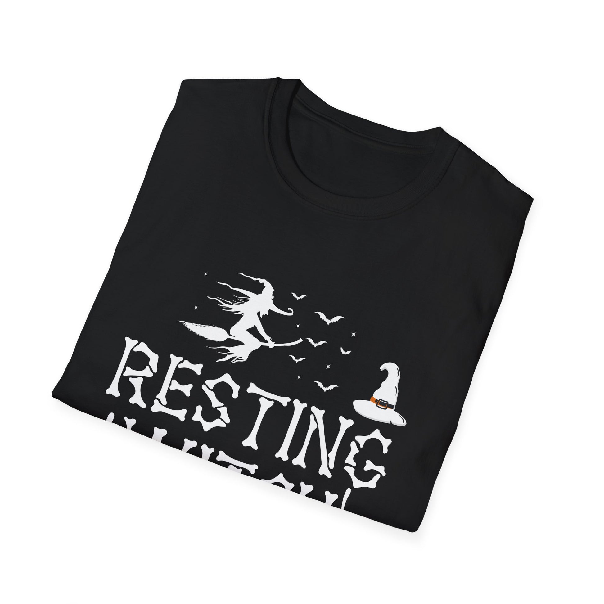 Women Girls Funny Halloween Resting Witch Face T-Shirt