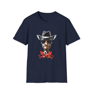 Cowboy Giraffe Graphic T-Shirt – Western Hat Giraffe with Red Rose Design  Unisex T-Shirt
