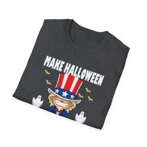 Make Halloween Scary Again T-Shirt — Patriotic Uncle Sam Cat Halloween Tee