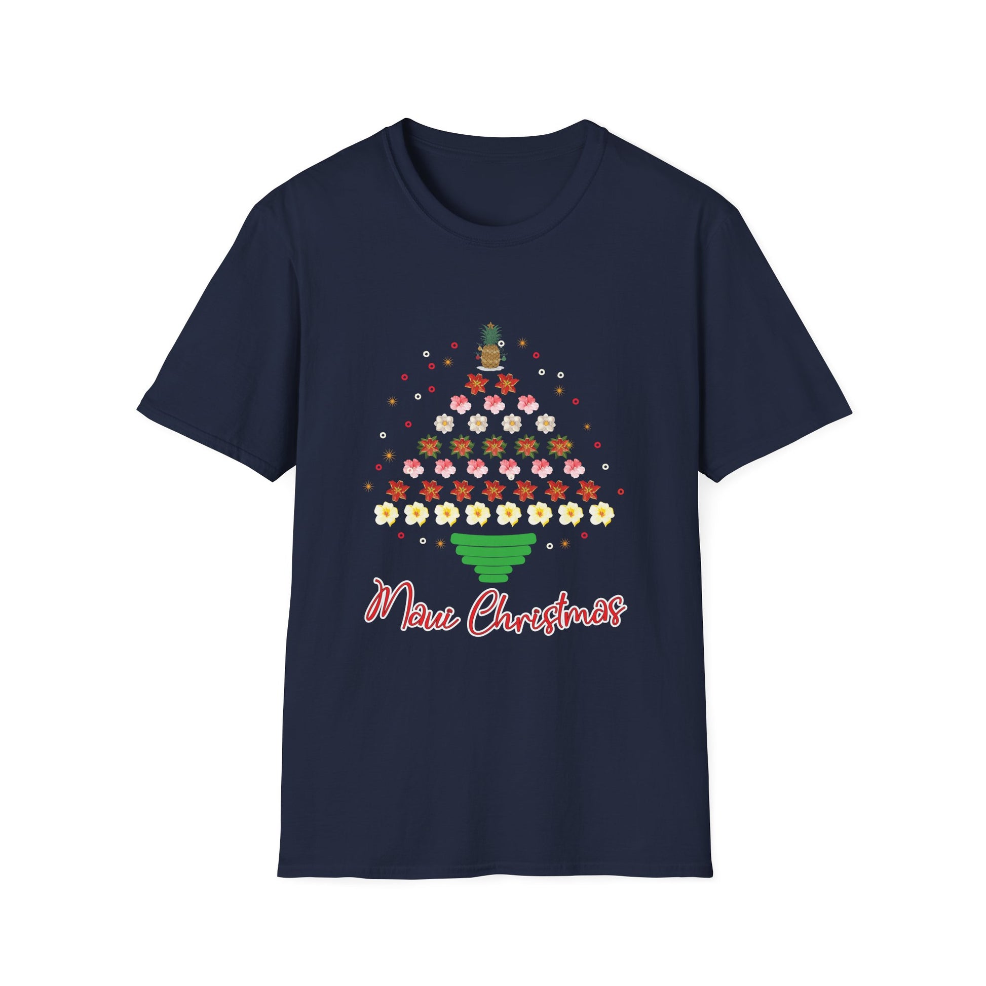 Christmas Flower Tree T-Shirt — "Merry Christmas" Floral Holiday Tee