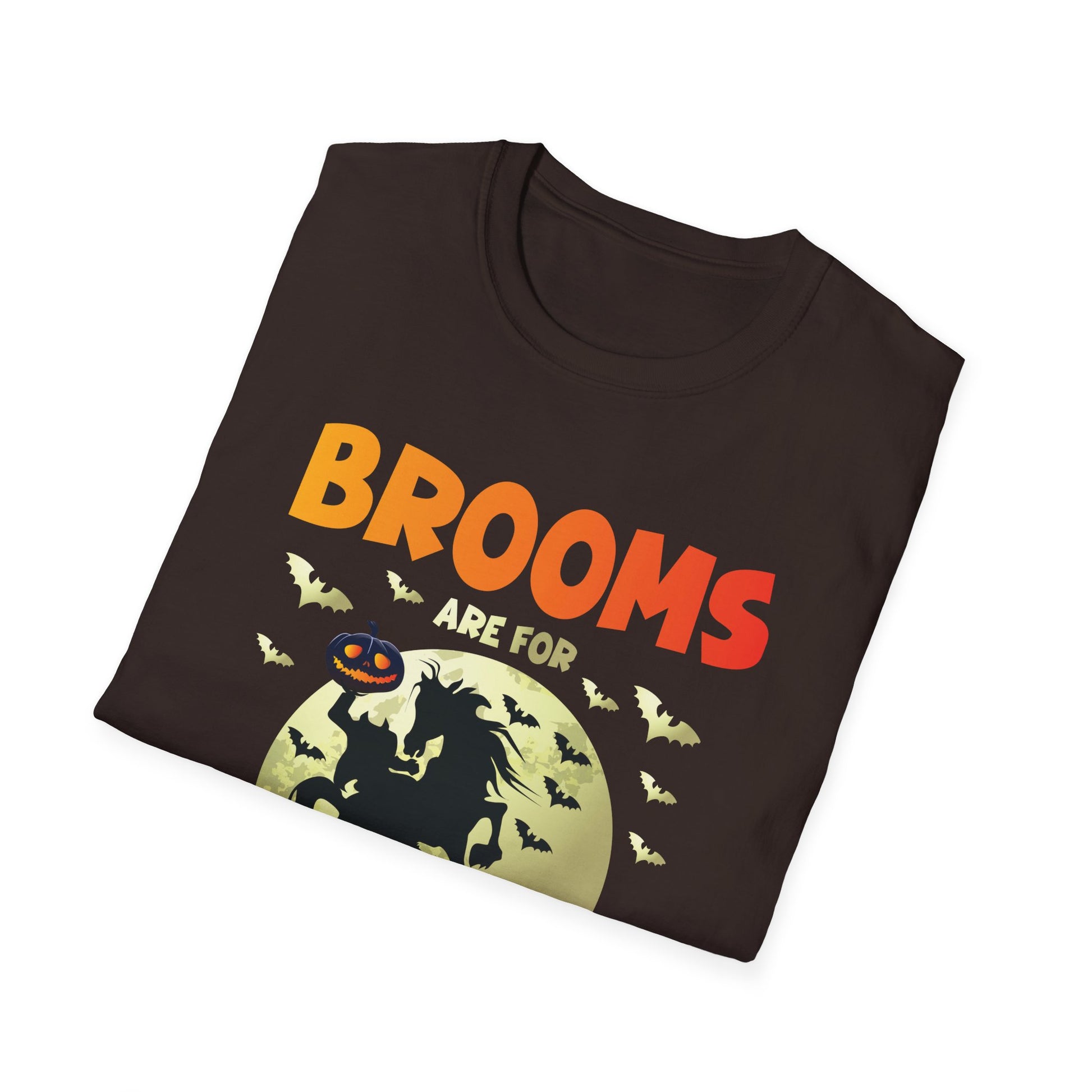 Halloween Witch T-Shirt — "Brooms Are For Amateurs" Funny Pumpkin & Moon Tee