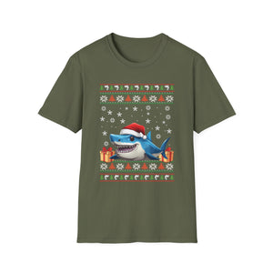 Shark Christmas Santa Hat Ugly Christmas Sweater Unisex Softstyle T-Shirt