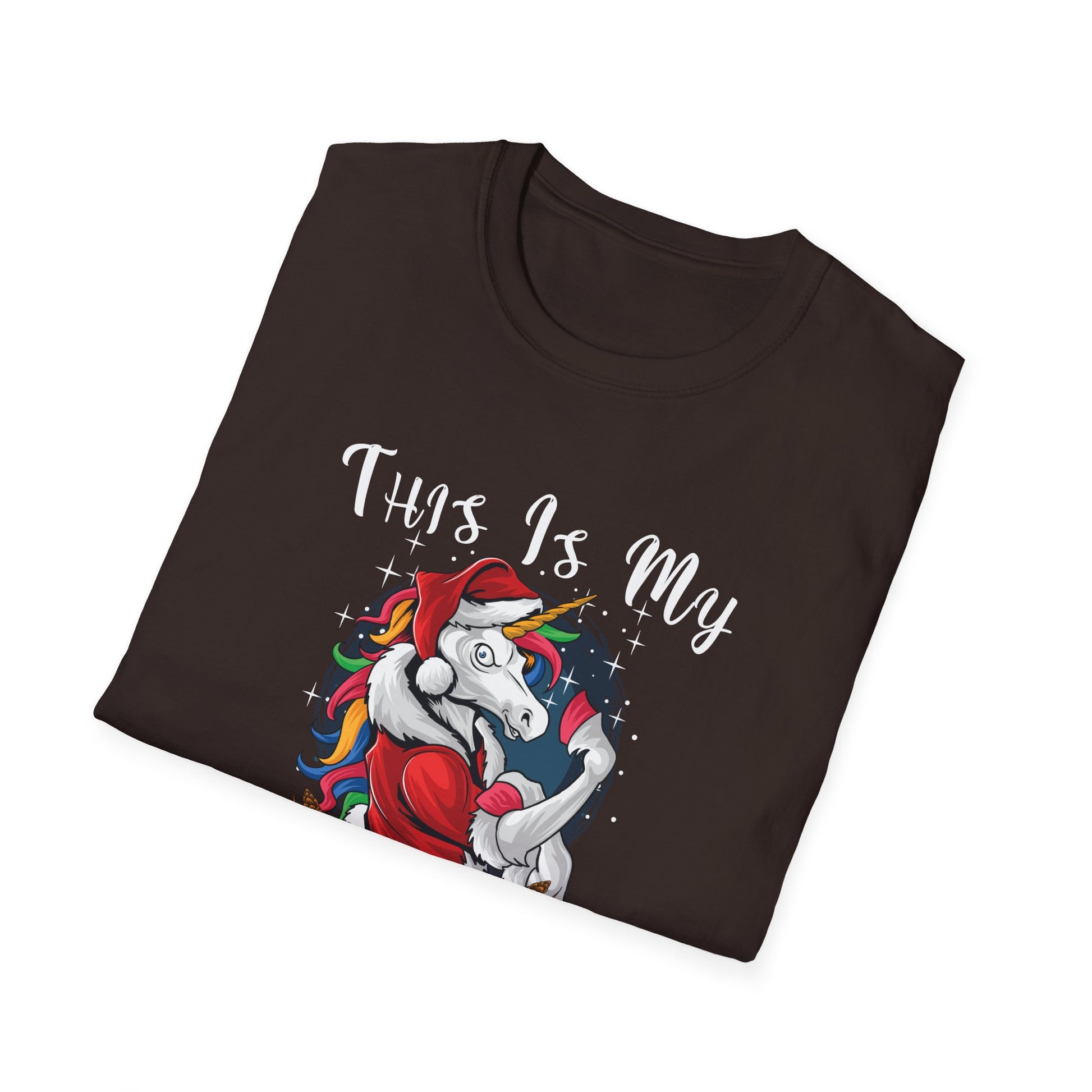 Christmas Pajama Shirt T-Shirt — Cute Unicorn Santa Holiday Tee
