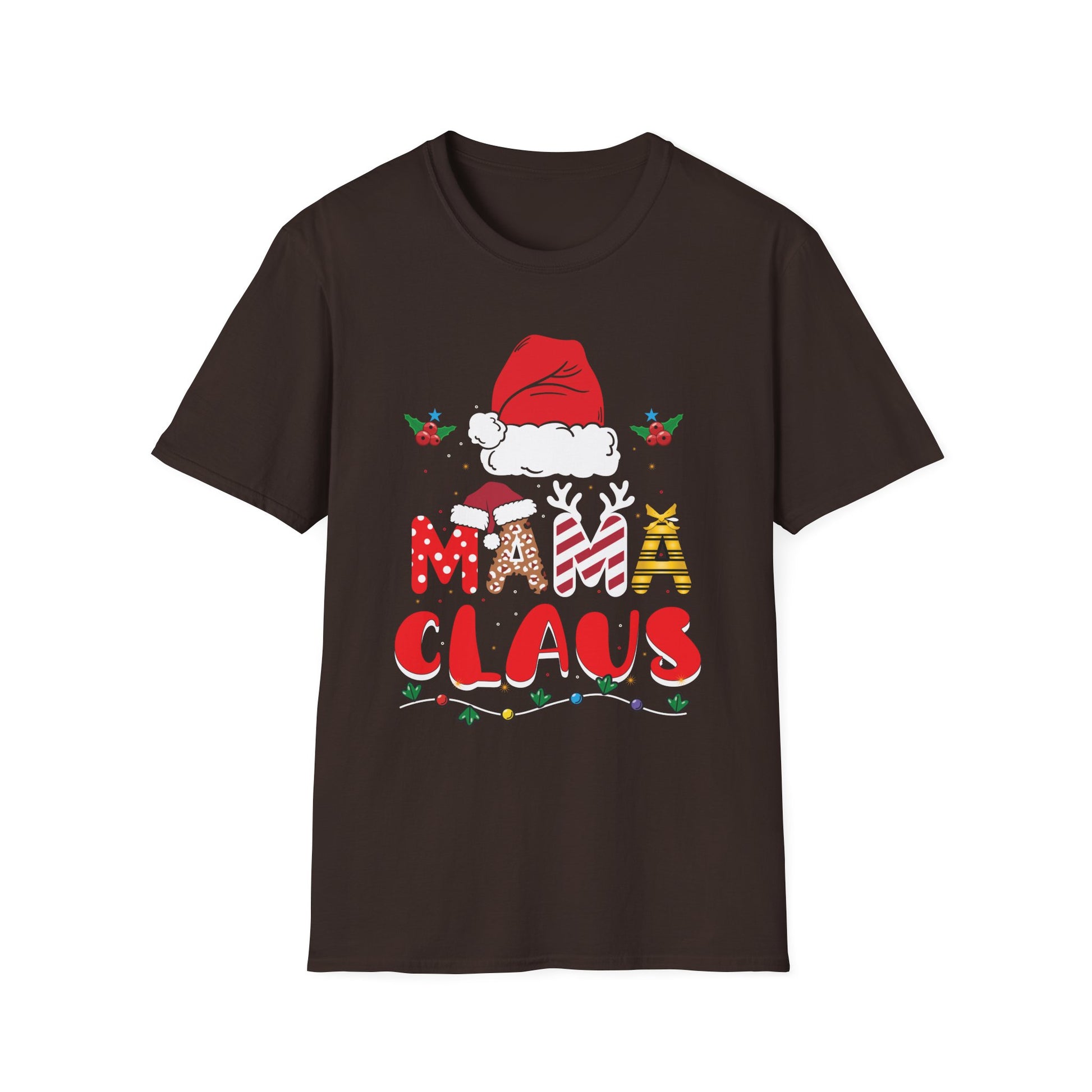 Mama Claus Christmas T-Shirt — Festive Santa Hat Holiday Tee for Moms