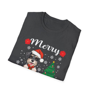 Miniature Schnauzer Merry Woofmas Christmas Dog Gift Unisex Softstyle T-Shirt