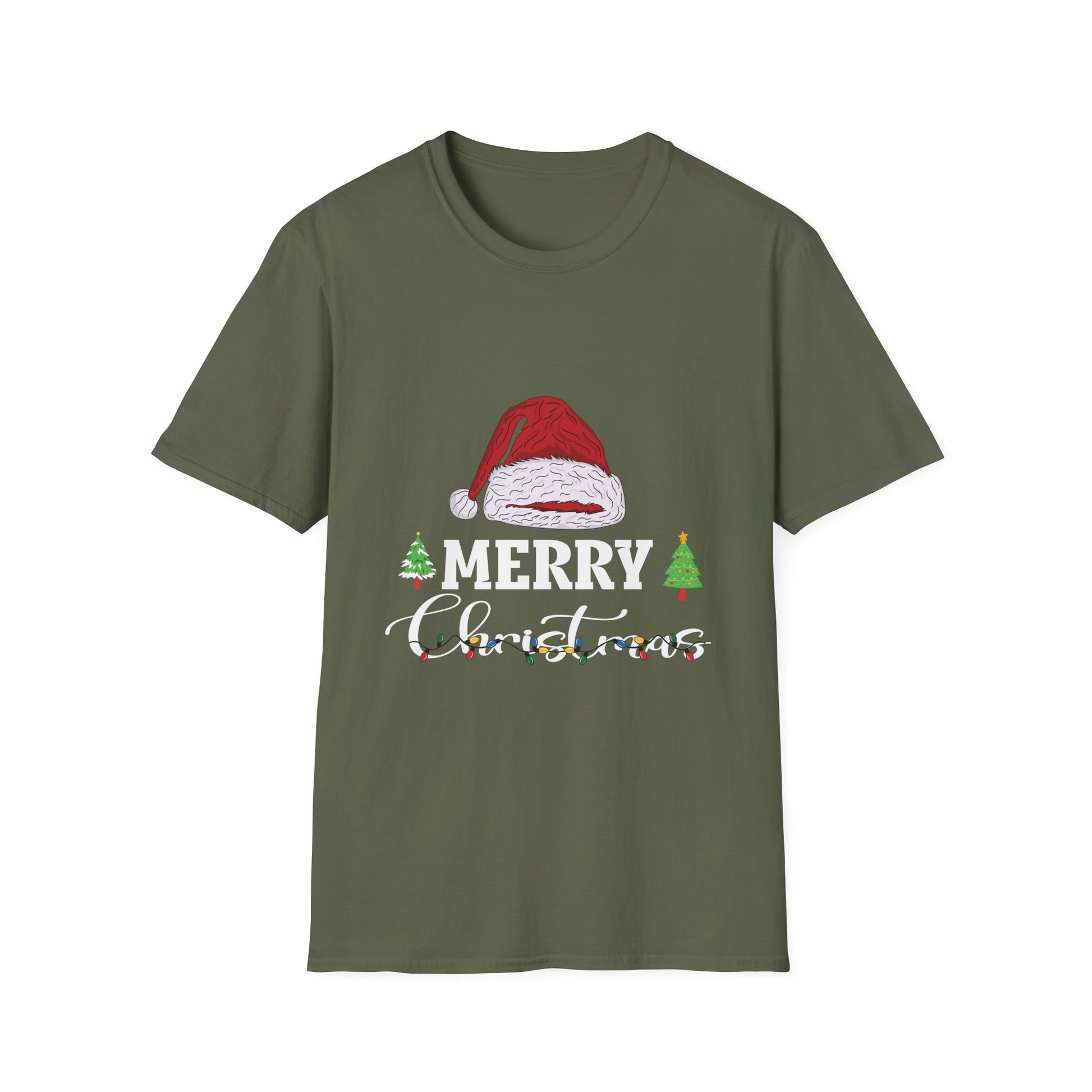Christmas T-Shirt — "Merry Christmas" Santa Hat Holiday Tee