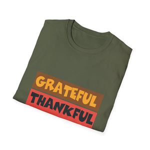 Grateful Thankful Blessed T-Shirt — Thanksgiving Fall Faith Graphic Tee