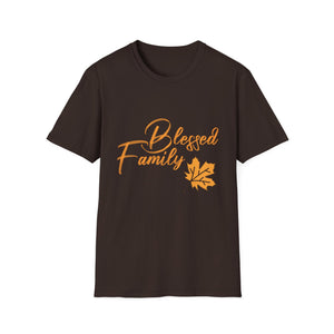 Blessed Family T-Shirt — Fall Leaf Design, Thanksgiving Family Tee  Unisex T-Shirt