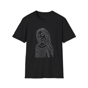Gothic Line Art Girl T-Shirt