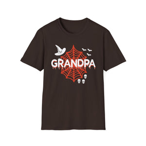 Grandpa Halloween T-Shirt — Spiderweb, Witch Hat & Skulls Graphic