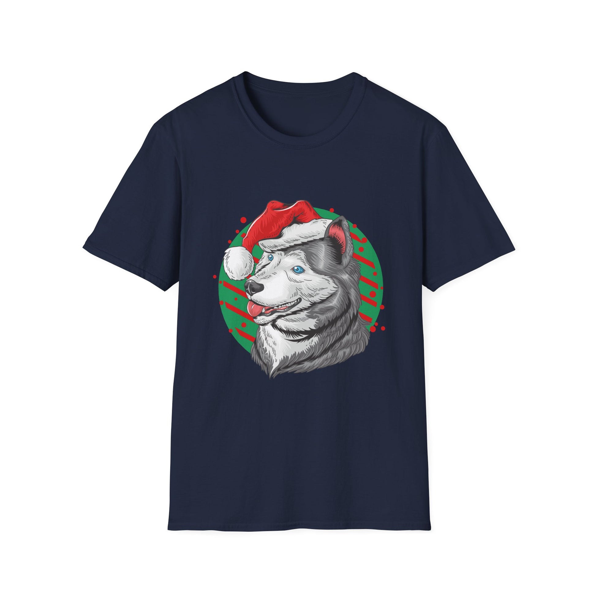 Husky Christmas T-Shirt — Festive Santa Hat Dog Holiday Tee