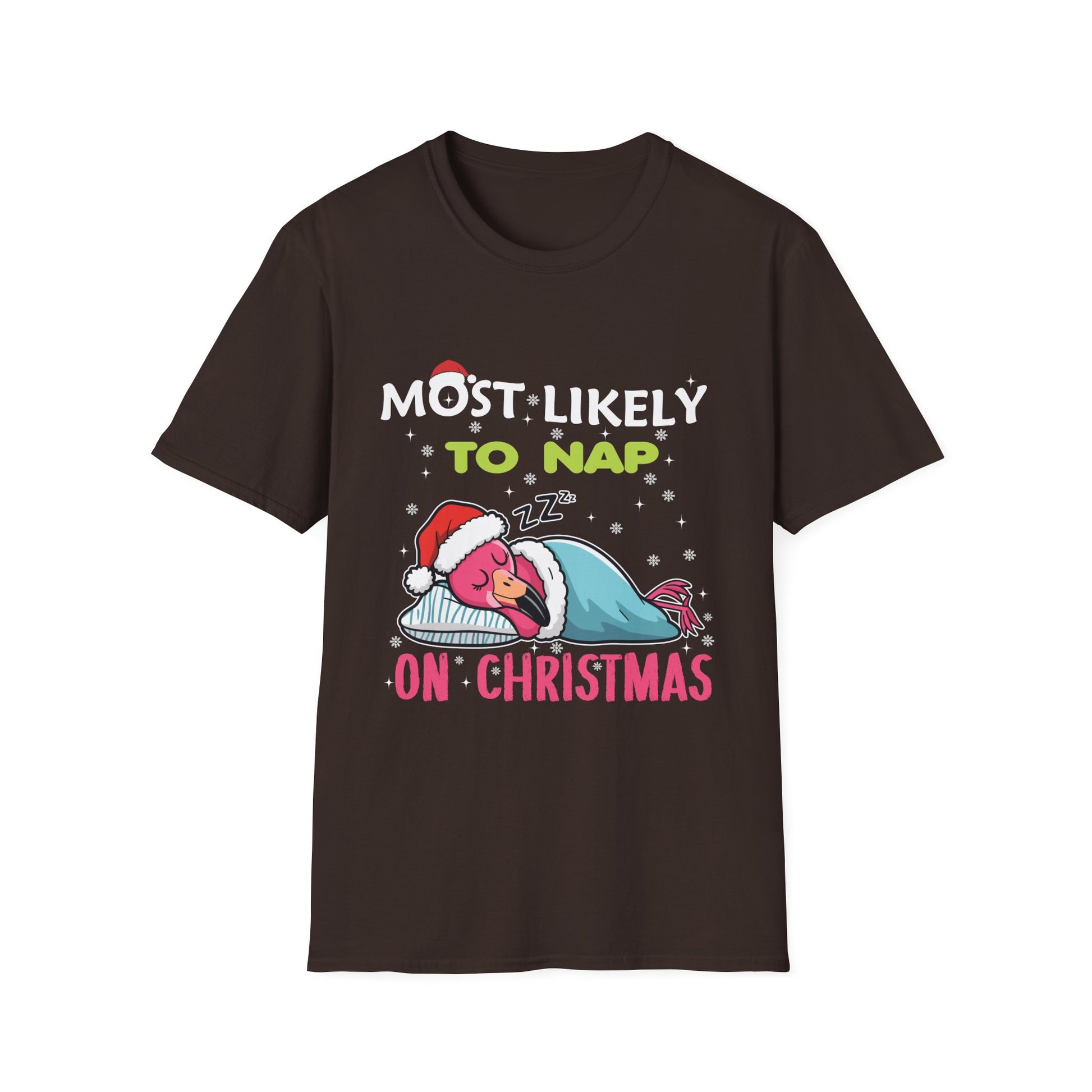 Most Likely To Nap On Christmas Funny Christmas Unisex Softstyle T-Shirt