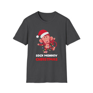 Christmas Sock Monkey T-Shirt — Cute Santa Monkey Holiday Tee