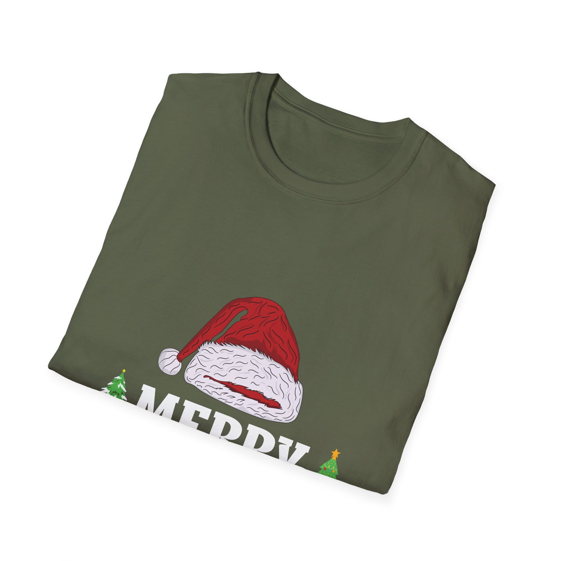 Christmas T-Shirt — "Merry Christmas" Santa Hat Holiday Tee