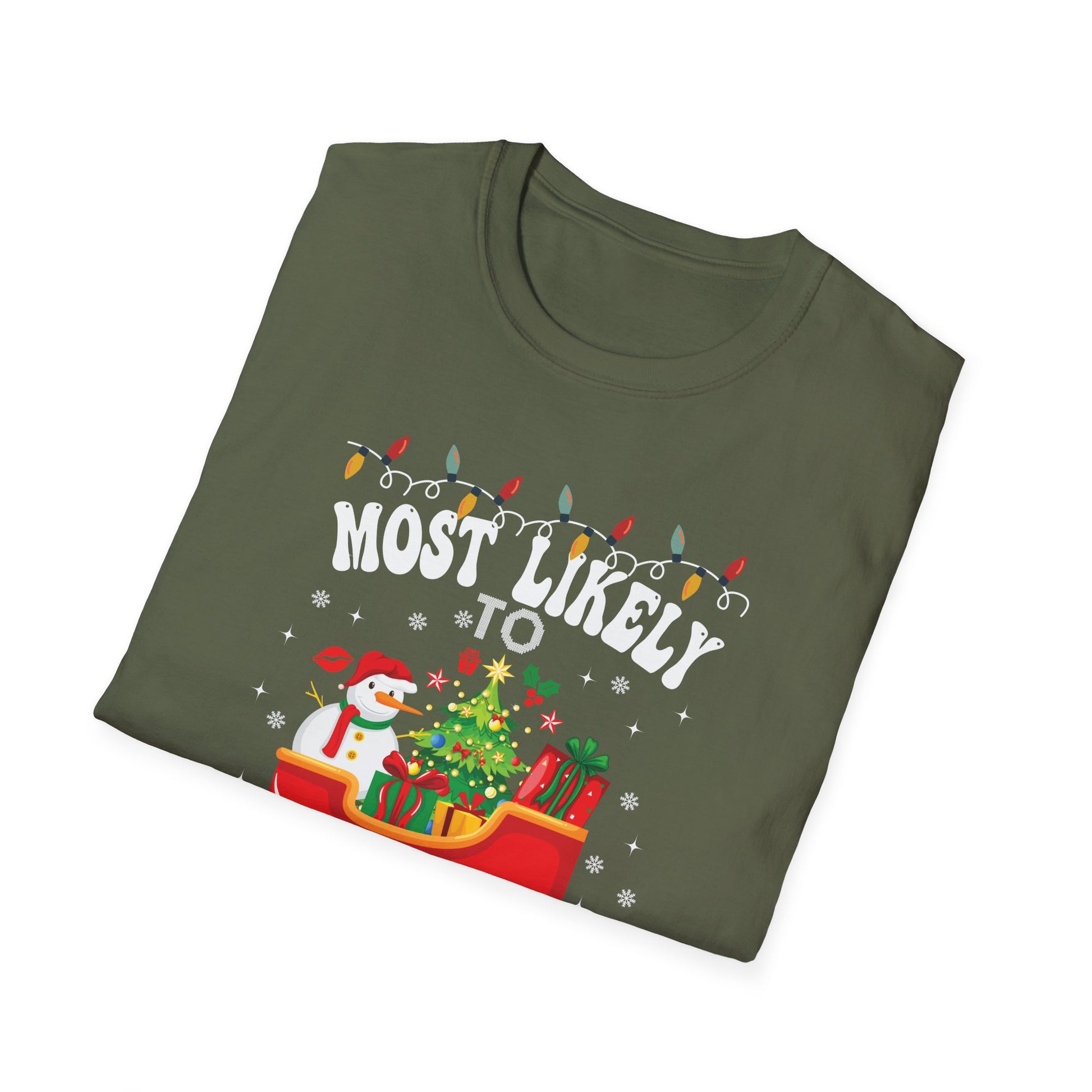 Most Likely To Nap On Christmas Family Christmas Pajamas Unisex Softstyle T-Shirt