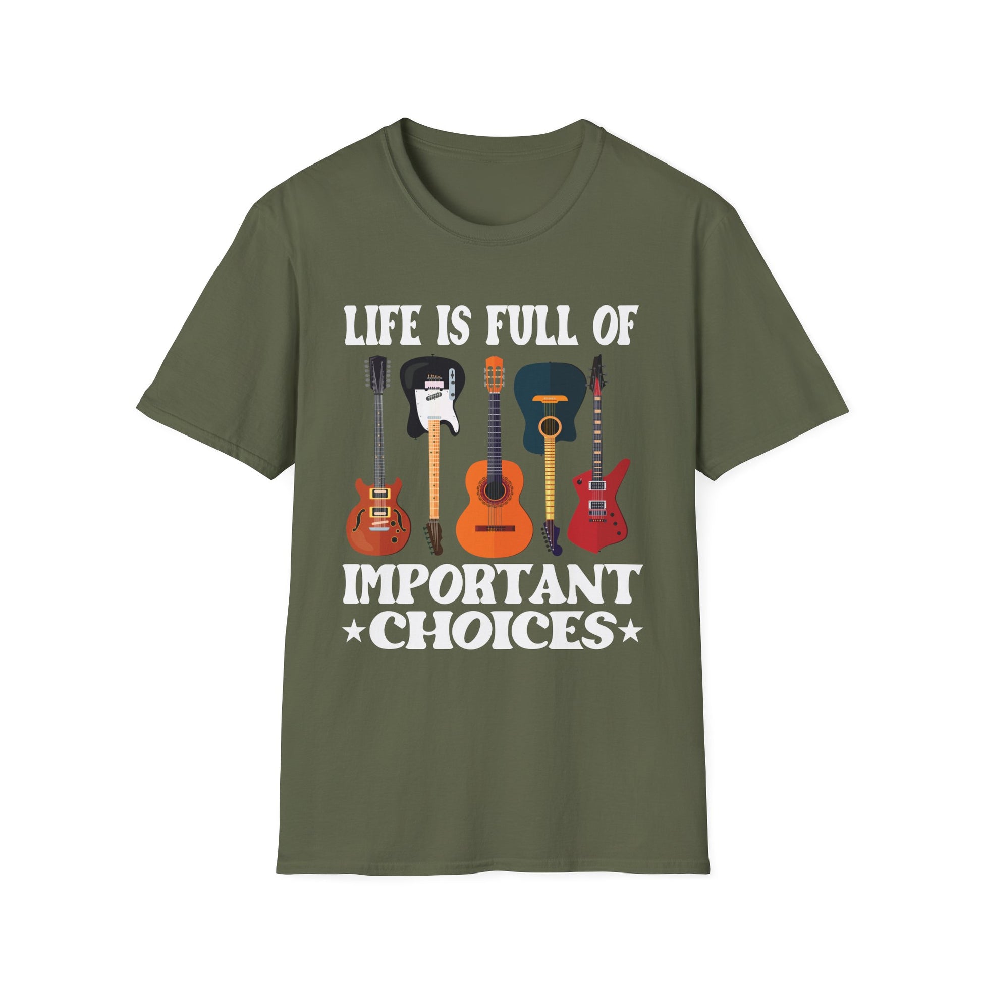 Guitar Choices T-Shirt — "Life Is Full Of Important Choices" Music Lover Tee