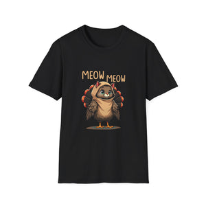 Meow Meow Turkey Cat T‑Shirt — Cute Cartoon Cat Dressed as Turkey, Thanksgiving Tee  Unisex T-Shirt