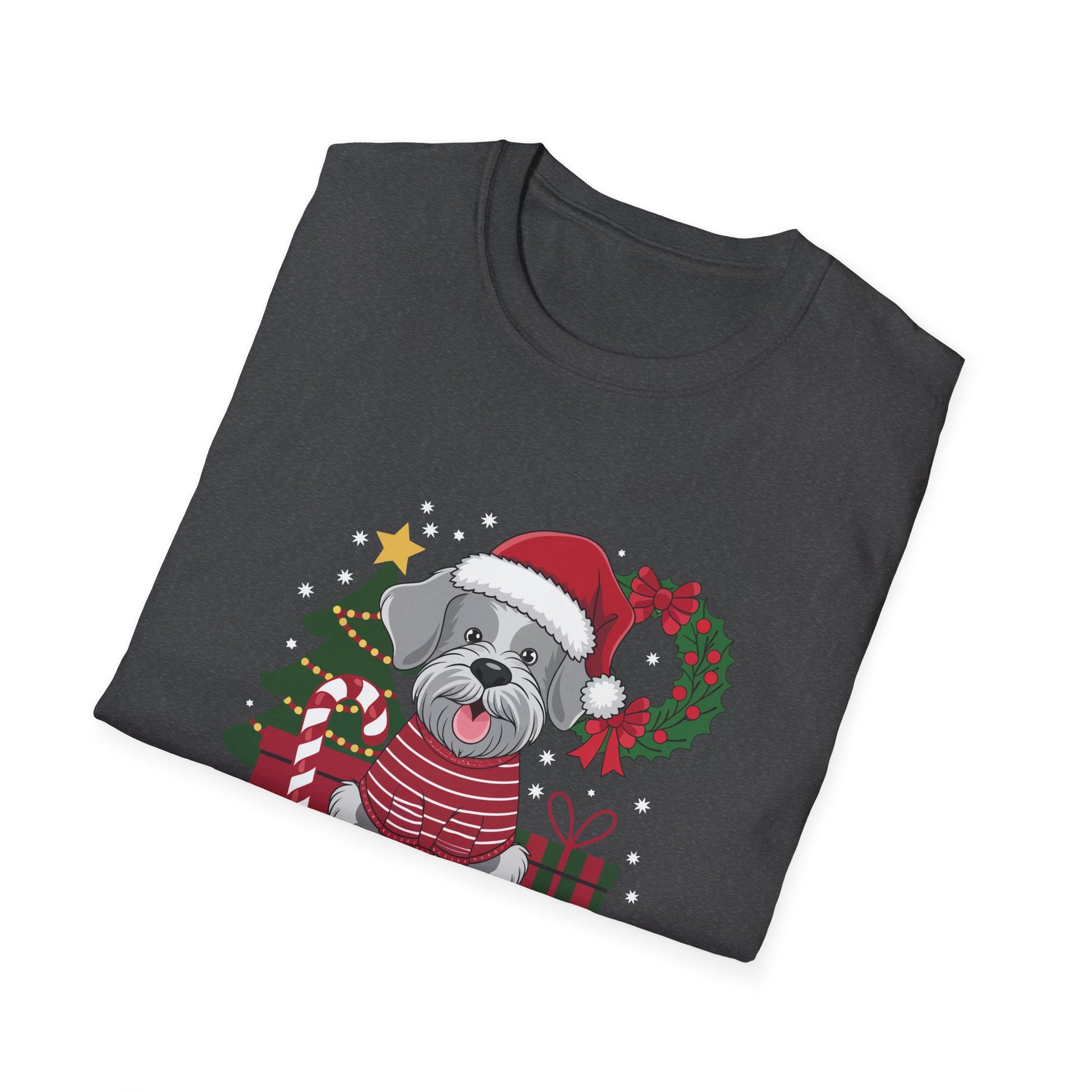 Miniature Schnauzer Merry Woofmas Christmas Dog Unisex Softstyle T-Shirt