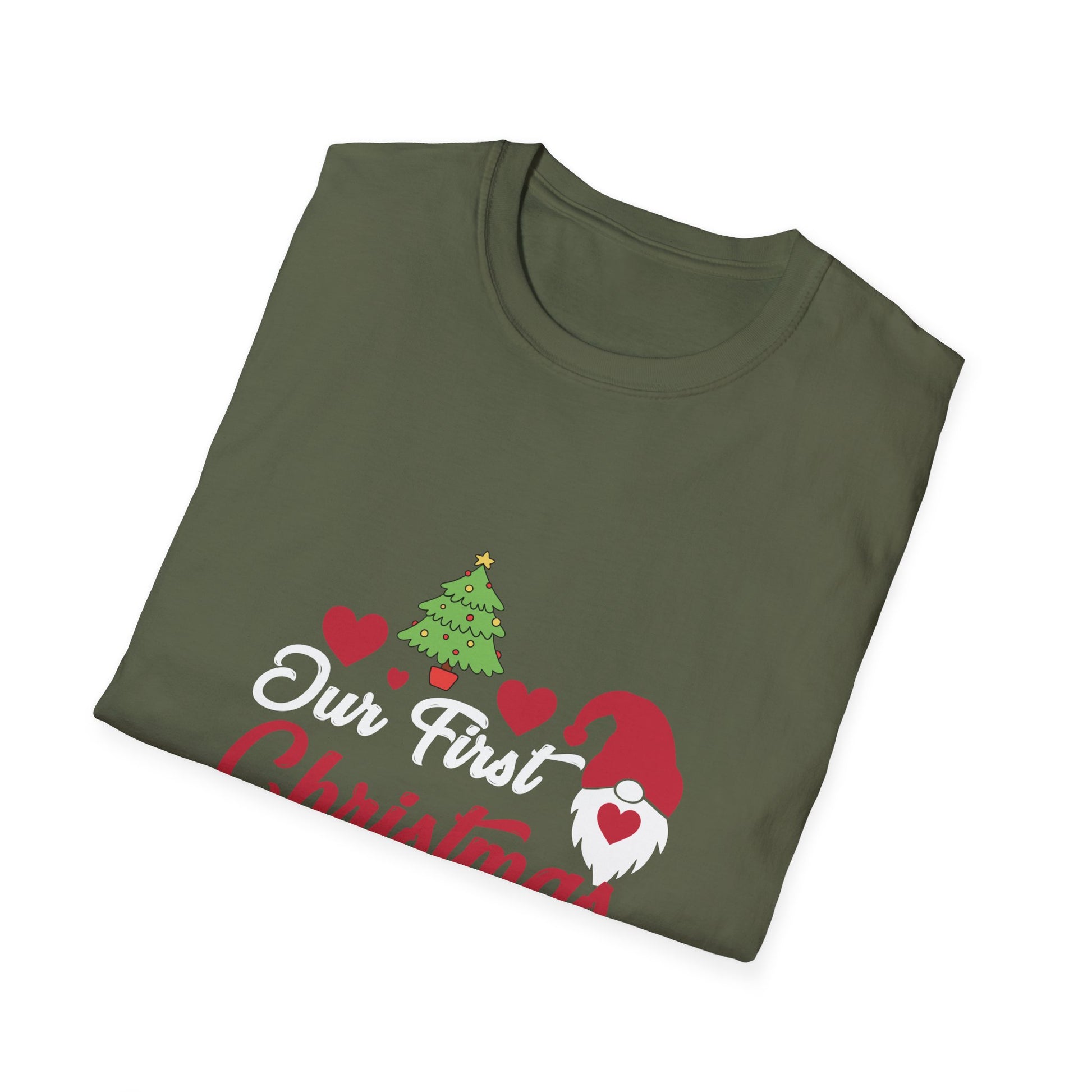 T-Shirt — "Our First Christmas Engaged" Holiday Engagement Tee