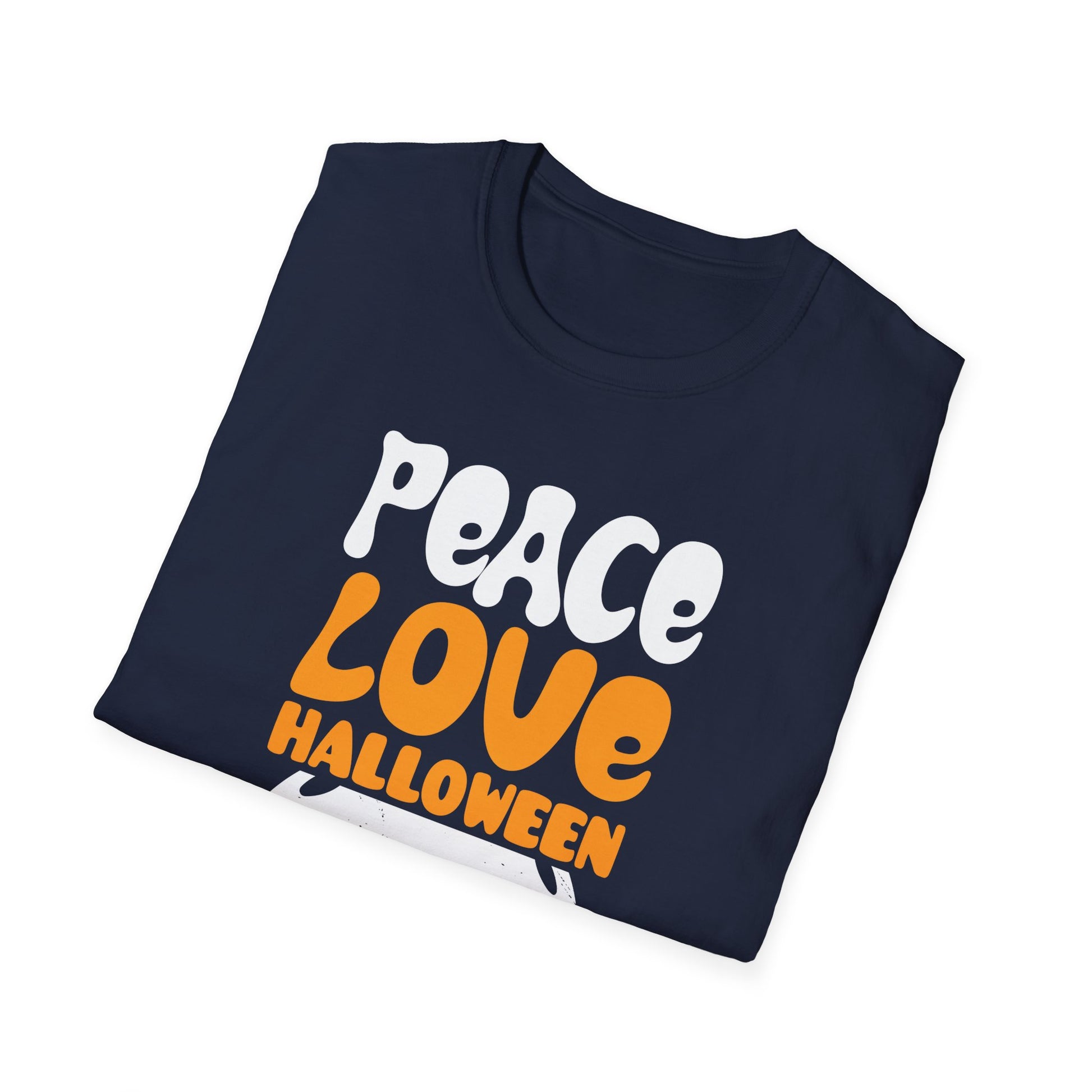 Peace Love Halloween T-Shirt — Retro Pumpkin Moon Graphic Tee