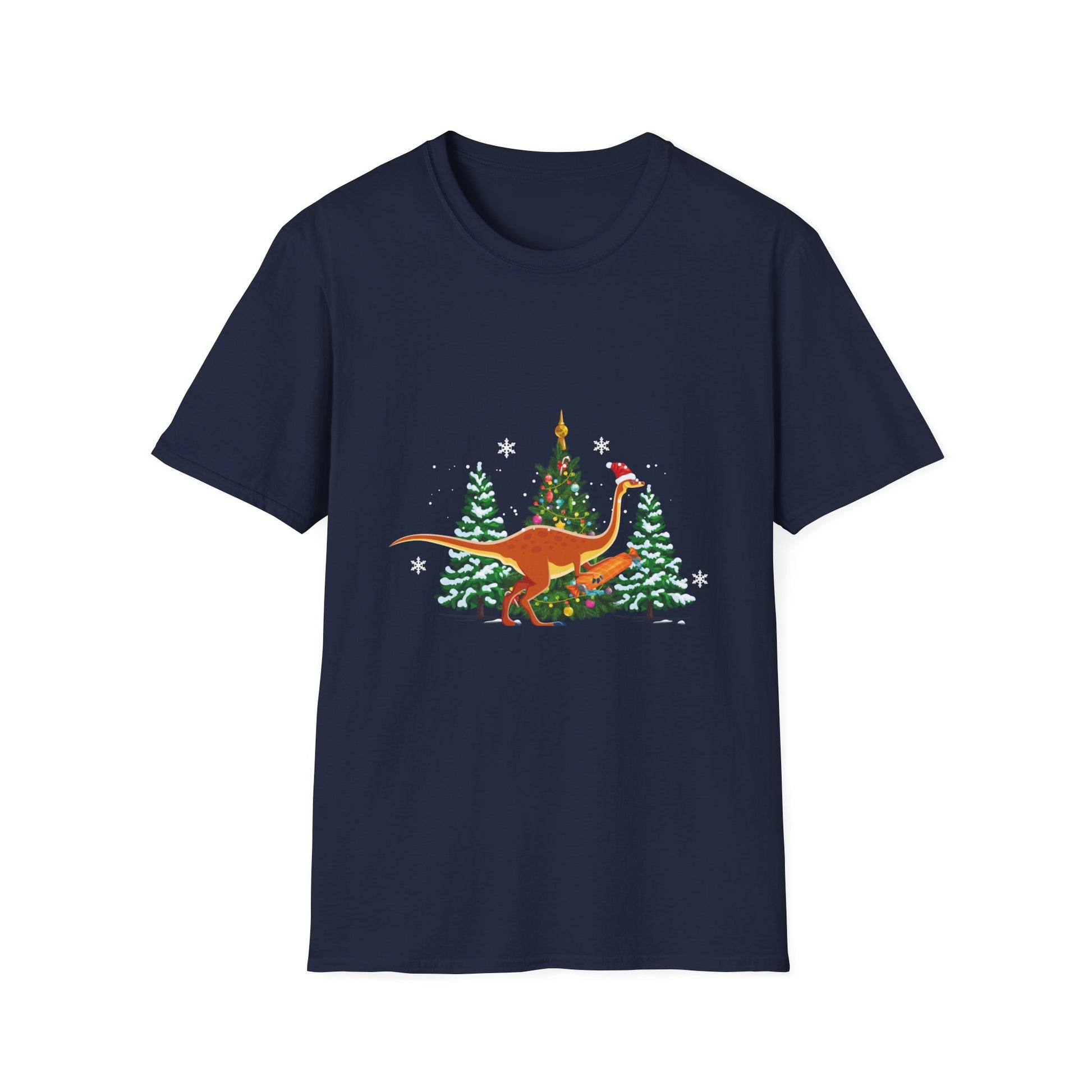 Christmas Brachiosaurus Dinosaur eating a Christmas Tree Unisex T-Shirt