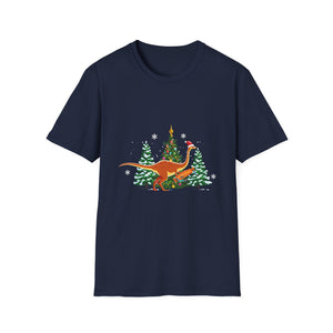 Christmas Brachiosaurus Dinosaur eating a Christmas Tree Unisex T-Shirt