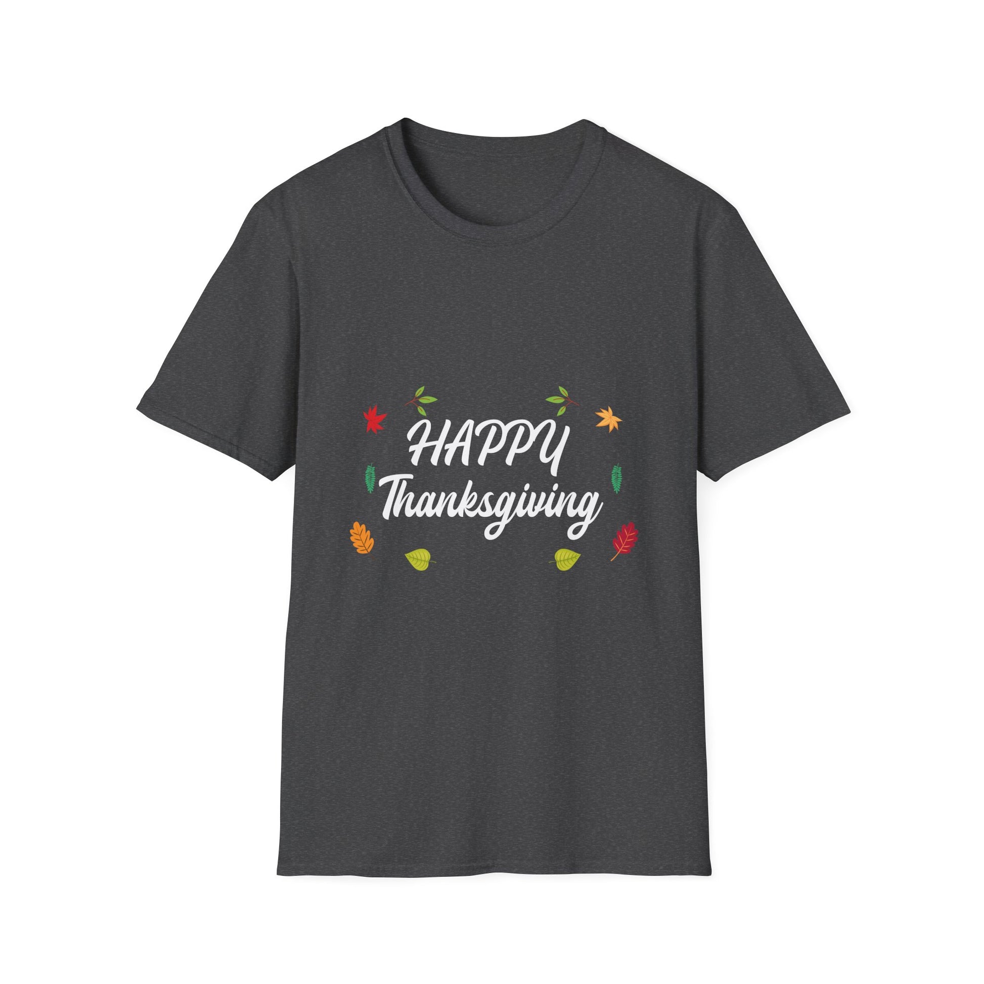 Thanksgiving T-Shirt — "Happy Thanksgiving" Fall Leaves Holiday Tee  Unisex T-Shirt