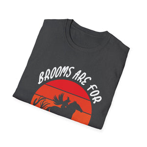 Witch Riding Horse T-Shirt – “Brooms Are For Amateurs” Retro Sunset Halloween Tee