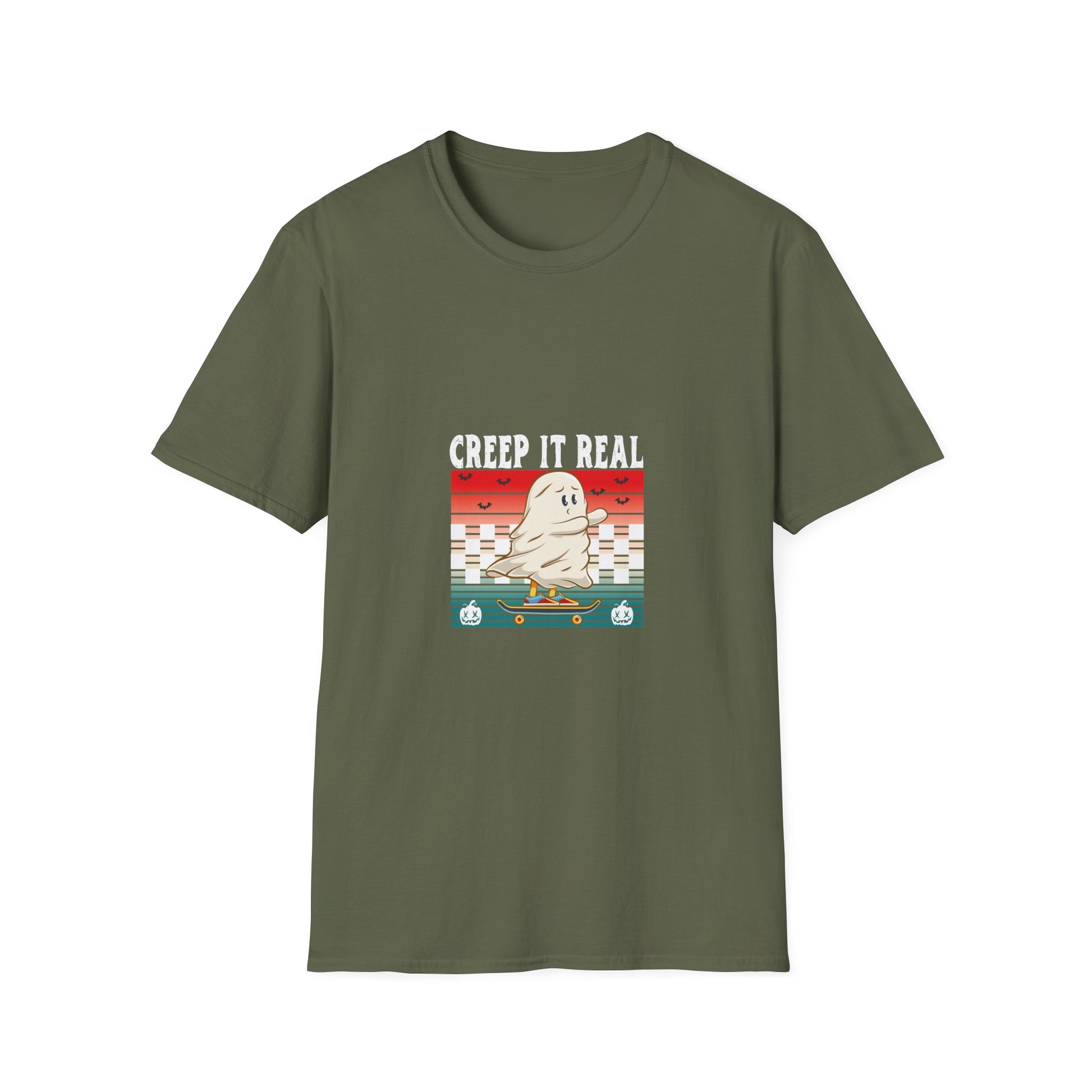 Creep It Real Skateboard Ghost T-Shirt — Funny Halloween Skate Ghost Tee