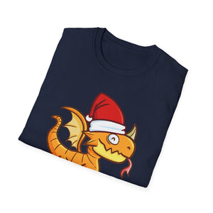 Christmas Dragon T-Shirt — Cute Cartoon Dragon in Santa Hat, 