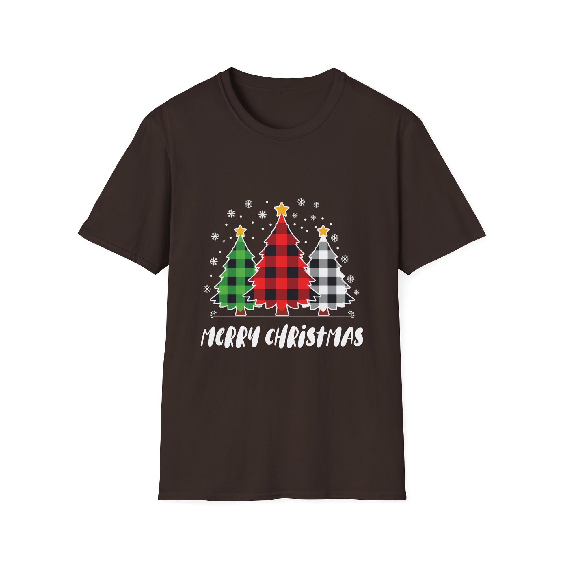Christmas Plaid Tree T-Shirt — "Merry Christmas" Holiday Tee