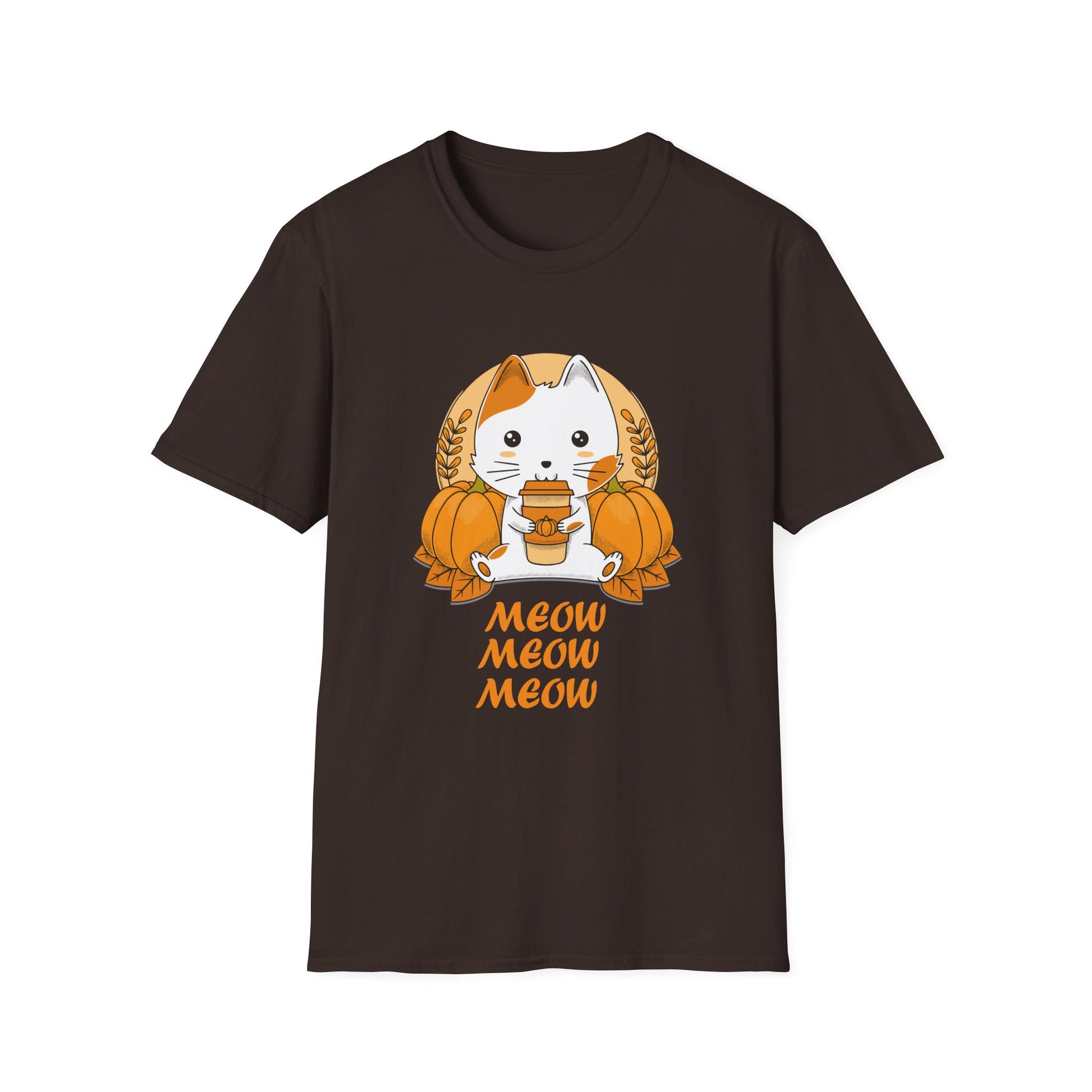 Pumpkin Spice Cat T-Shirt — Cute Autumn "Meow Meow Meow" Graphic Tee  Unisex T-Shirt