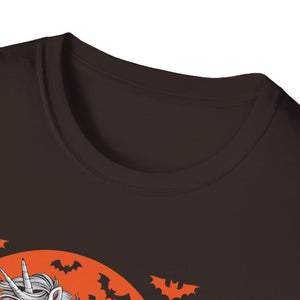 Halloween Unicorn T-Shirt — Spooky Pumpkin and Haunted Castle Graphic