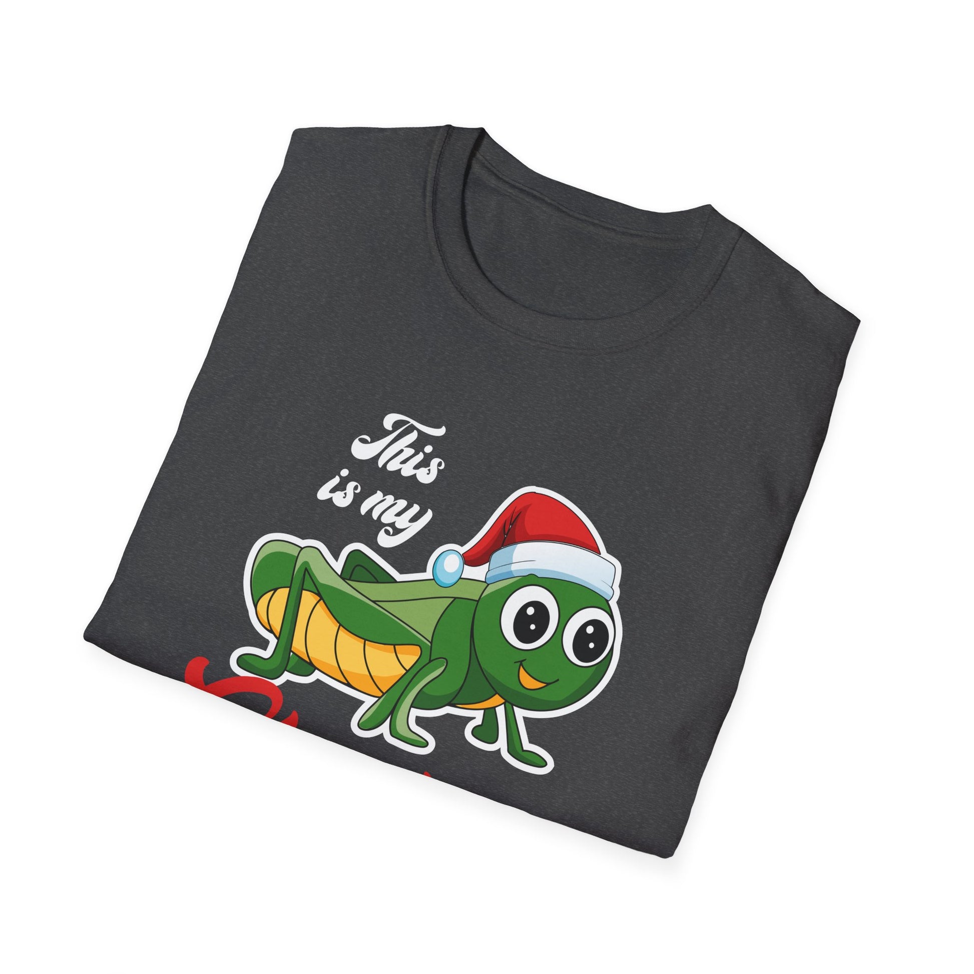 Christmas Pajama Shirt Tee — Cute Grasshopper in Santa Hat Holiday T-Shirt