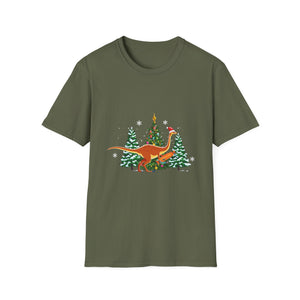 Christmas Brachiosaurus Dinosaur eating a Christmas Tree Unisex T-Shirt