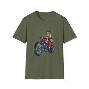 Santa Motorcycle T-Shirt — Biker Santa Christmas Tee