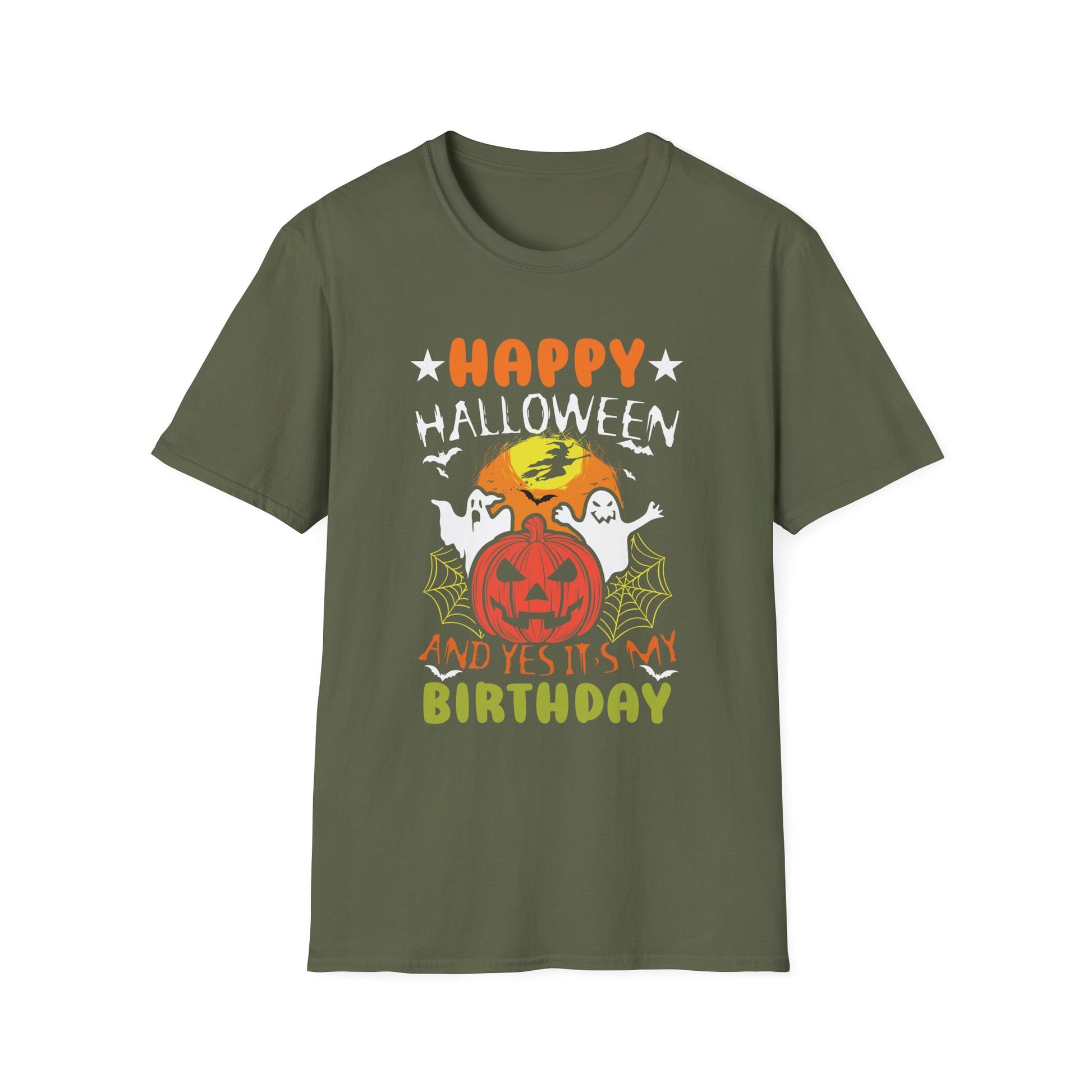 Halloween Birthday T-Shirt — "Happy Halloween And Yes It's My Birthday" Pumpkin & Ghost Tee