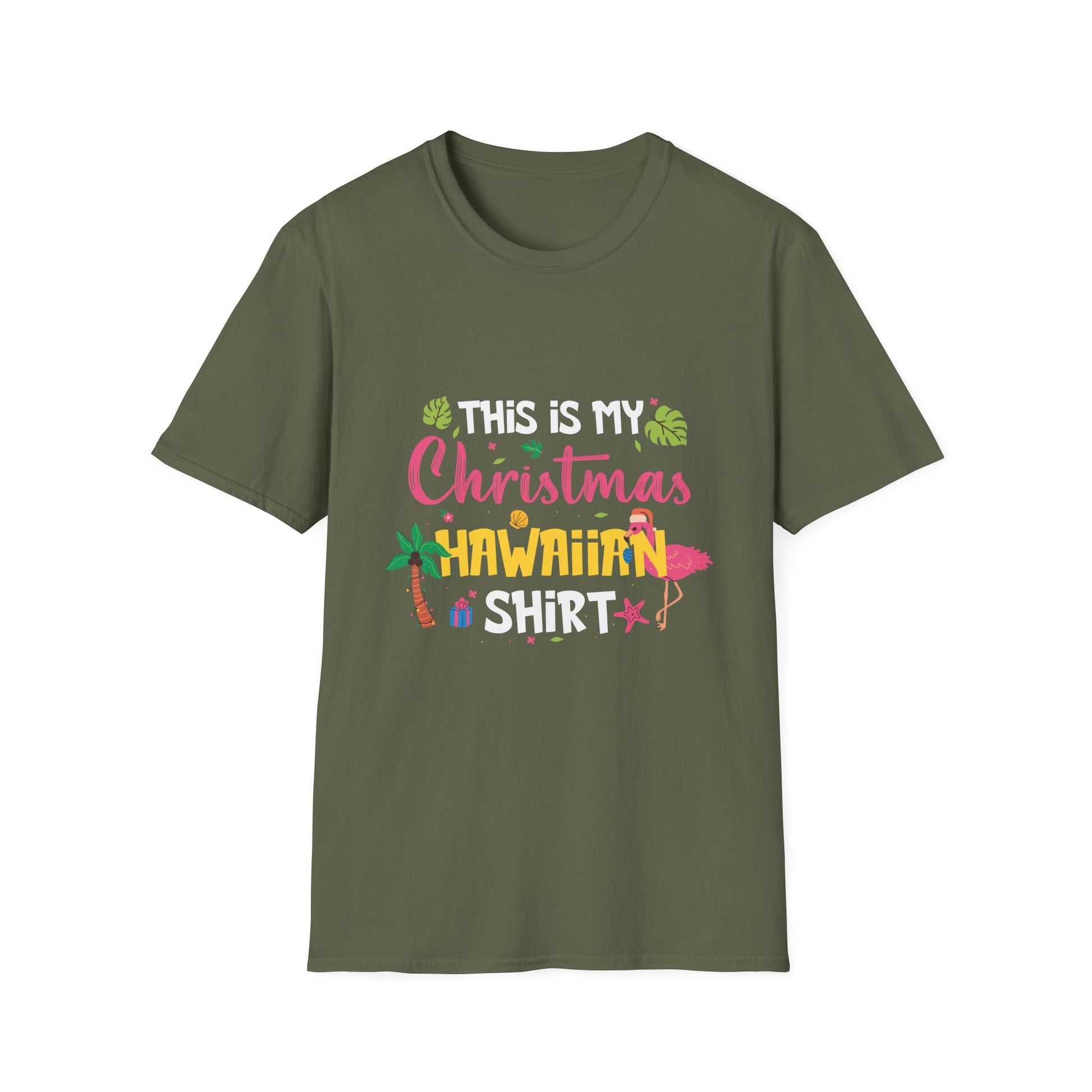 Christmas Hawaiian T‑Shirt — "This Is My Christmas Hawaiian Shirt" Tropical Holiday Tee