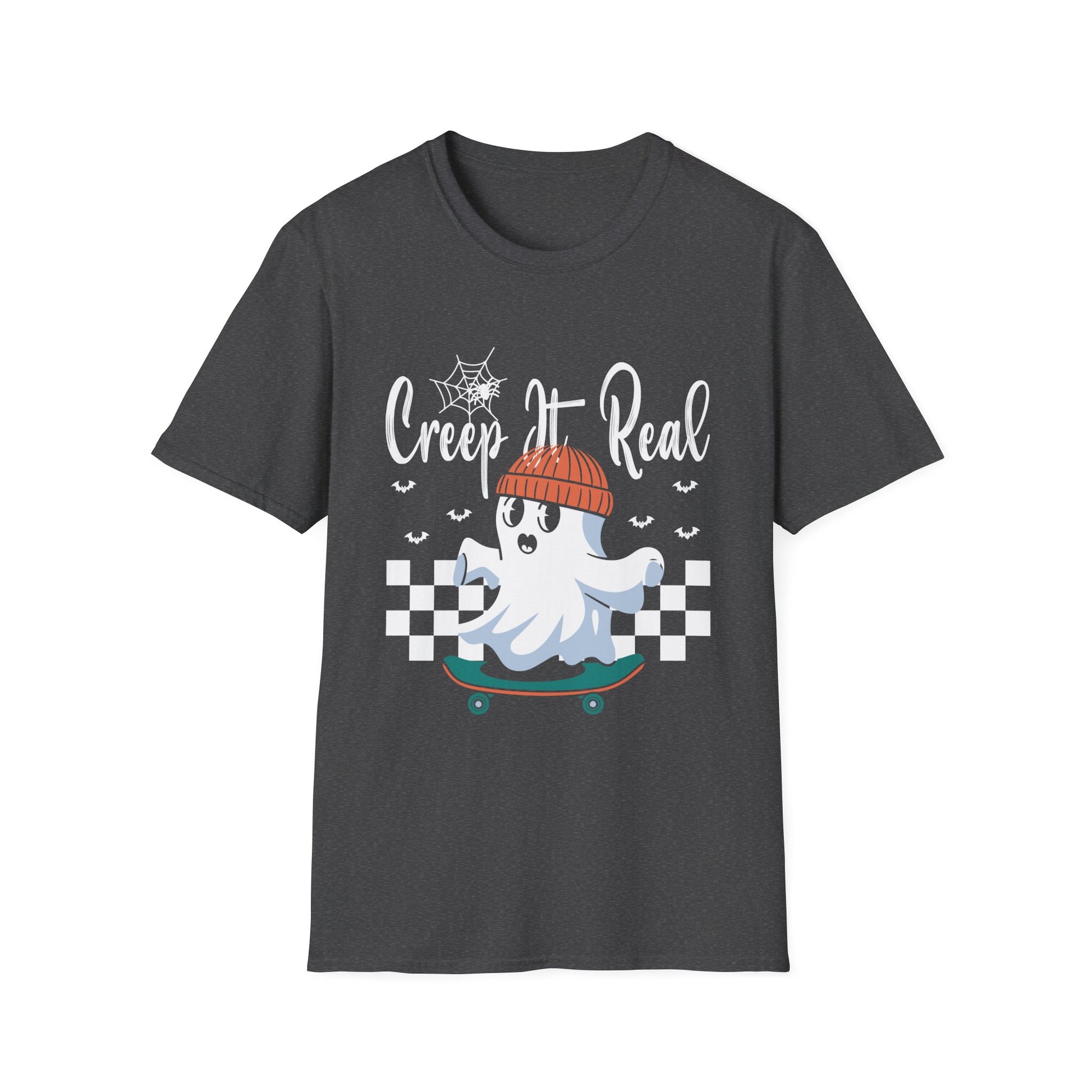 Creep It Real Skateboarding Ghost Halloween T-Shirt