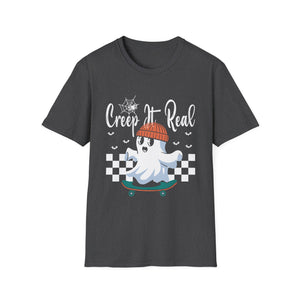 Creep It Real Skateboarding Ghost Halloween T-Shirt