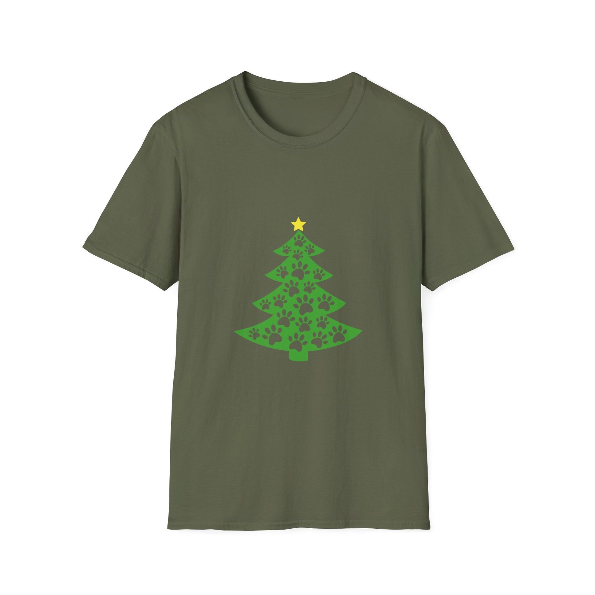 Christmas Paw Print T-Shirt — Pet Lover Holiday Tree Tee