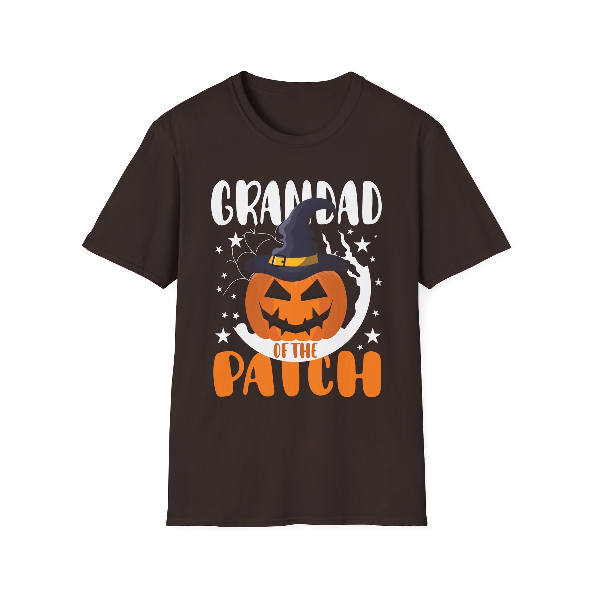 Grandad of the Patch Halloween T-Shirt — Pumpkin Witch Hat Grandpa Tee