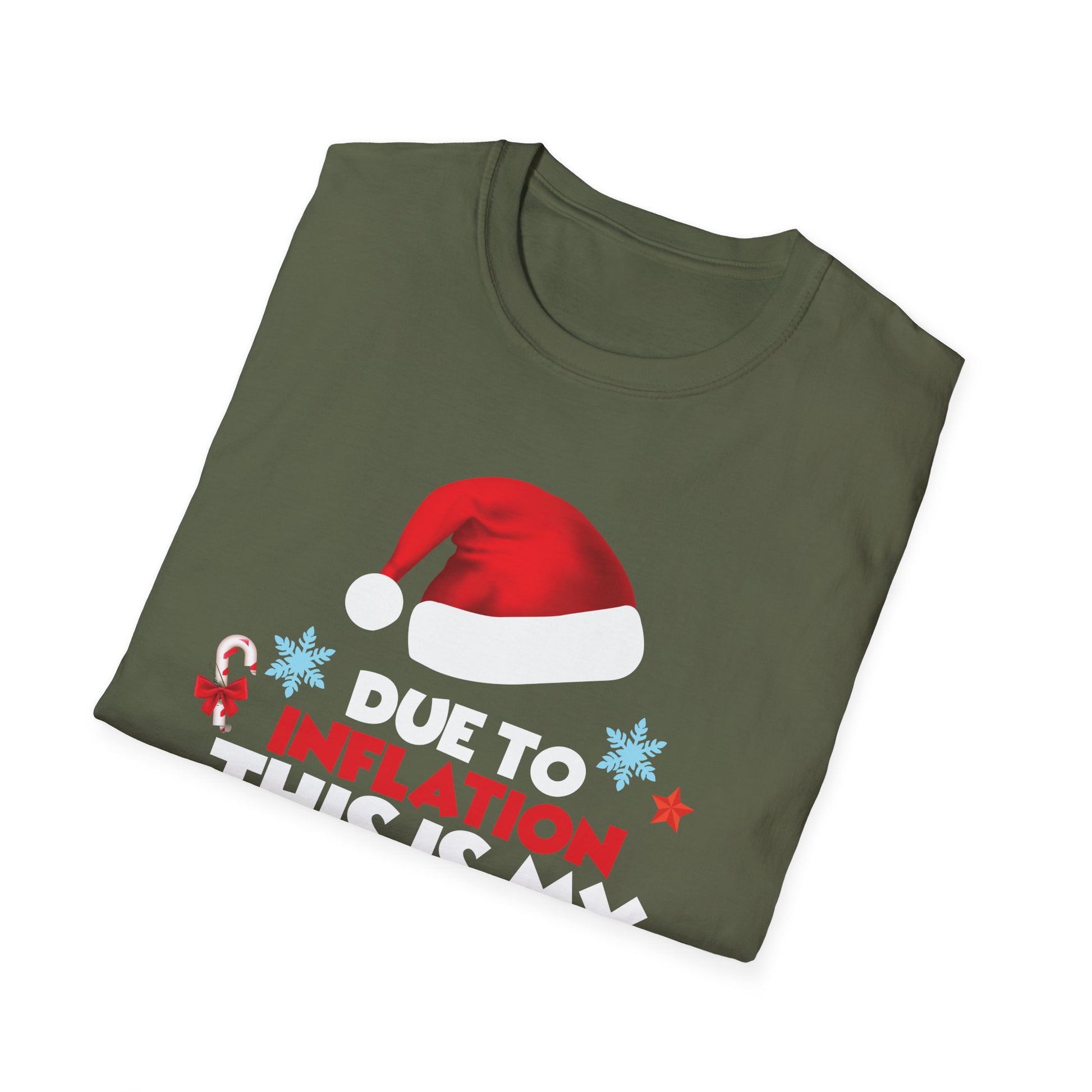 Funny Christmas T‑Shirt — “Due to Inflation This Is My Ugly Christmas Sweater”